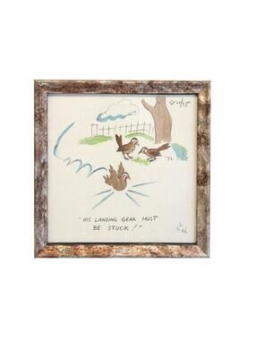 Edward Nofziger Original Watercolor Cartoon  From “Animal Antics” Signed